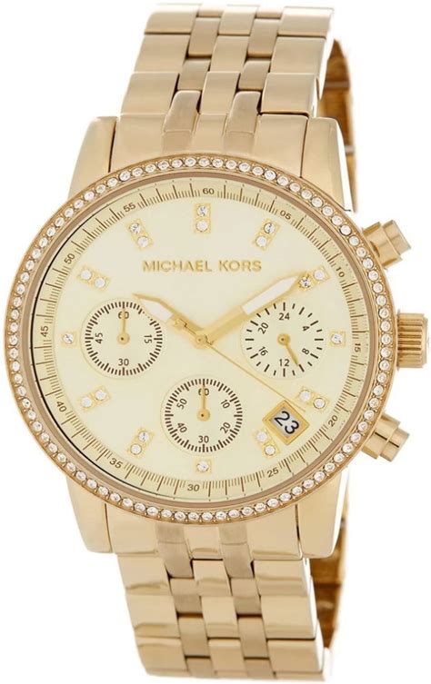 Michael Kors Runway Chronograph Gold Dial Ladies Watch 